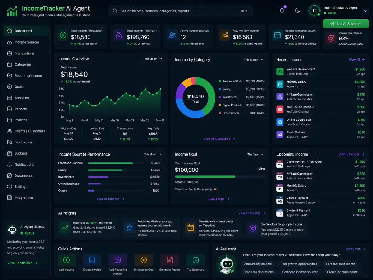 incometracker.app AI income tracker app — income tracker app preview